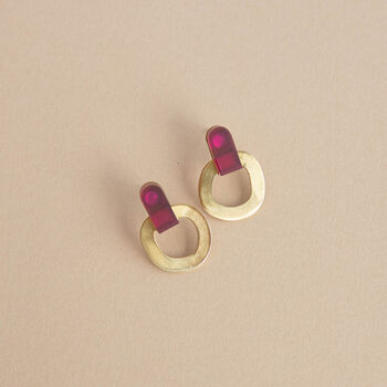 Handcrafted Brass And Acrylic Stud Earrings, 5 of 8