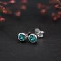 Sterling Silver December Blue Topaz Birthstone Stud Earrings, thumbnail 2 of 5