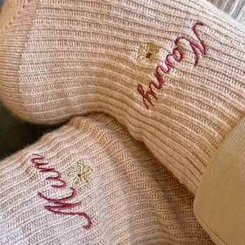 Personalised Cashmere Socks With Flower, 4 of 6