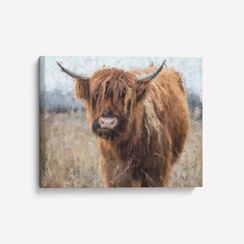 Highland Cow Canvas Art Print Framed, 2 of 4