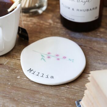 Personalised Birth Flower Organic Shape Coaster, 2 of 6