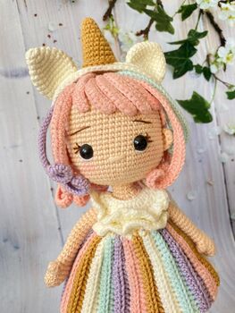 Handmade Crochet Unicorn Doll, Knit Doll, 12 of 12