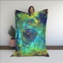 Galaxy Fleece Blanket , Greens, Yellows, Space Throw, thumbnail 1 of 12