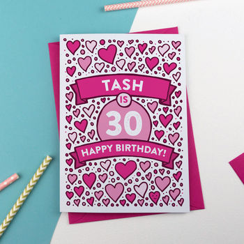 Illustrated Heart Birthday Card Any Age, 2 of 3