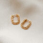 Molten Rectangular Huggie Hoop Earrings, thumbnail 1 of 4