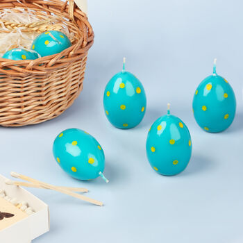 G Decor Set Of Six Easter Egg Candles Blue, 2 of 6