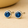 Sterling Silver September Sapphire Birthstone Stud Earrings, thumbnail 1 of 4