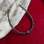 925 Silver Black Beaded Evil Eye Nazar Payal Anklet, thumbnail 1 of 5