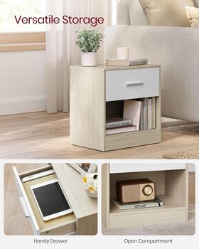 Set Of One/Two Bedside Table With Drawer End Table, 8 of 12