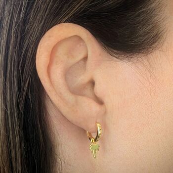The Palm Tree Accent Pyramid Hoop Earrings, 5 of 5