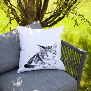 Inky Kitten Outdoor Cushion For Garden Furniture, 6 of 8
