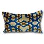 Trellis Pattern Velvet Cushion In Blue, thumbnail 1 of 3