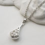Sterling Silver And Diamond Filigree Drop Necklace, thumbnail 3 of 6