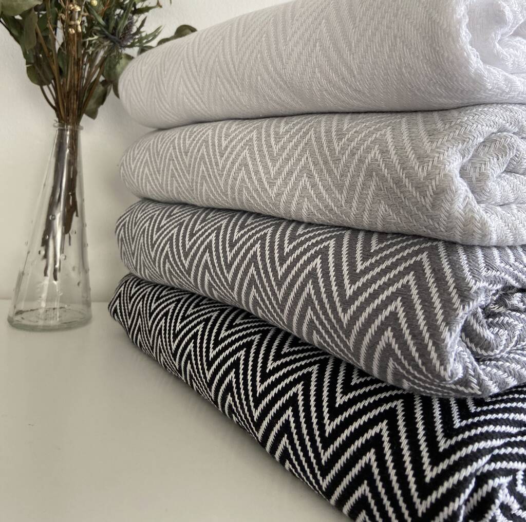 Black Herringbone Soft Cotton Bedspread By Fig & Cactus Designs ...