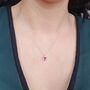 Mini Heart Silver Ruby July Birthstone Necklace, thumbnail 2 of 4
