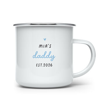 Personalised Daddy Est Enamel Mug Gift From Baby, 4 of 5