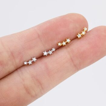 Extra Tiny Clear Cz Trio Stud Earrings, 4 of 12