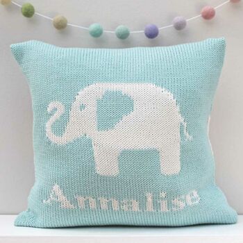 Personalised Knitted Elephant Cushion, 11 of 12