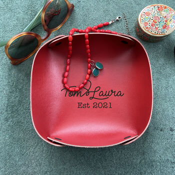 Personalised Genuine Leather Tray, Keyring, 5 of 11
