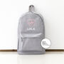 Grey Personalised Name Initials Unisex Kids Backpack, thumbnail 1 of 9