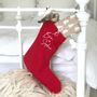 Couples Personalised Red Scandi Christmas Stocking, thumbnail 1 of 3