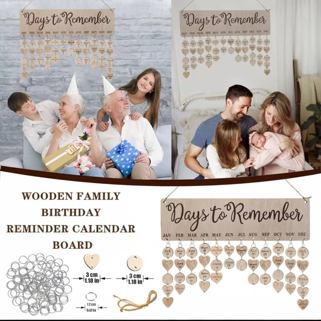 Natural Wood ‘Days To Remember’ Wall Calendar, A Perfect Gift, 1 of 11