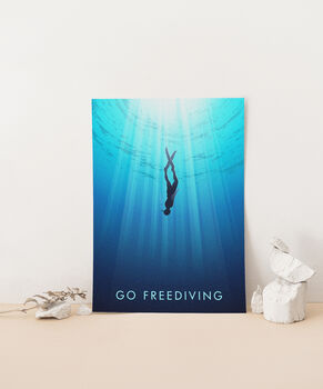 Go Freediving Travel Poster Art Print, 2 of 8