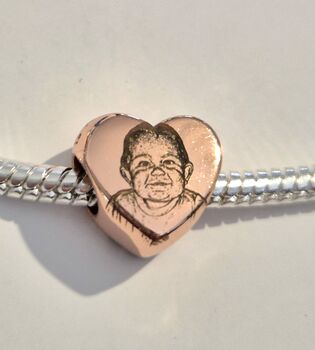 Rose Gold Plated Pandora Style Charm With Photo Or Image, 2 of 5