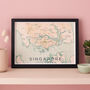 Framed And Personalised Singapore Map Print, thumbnail 1 of 4
