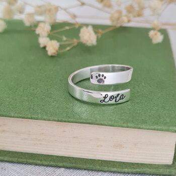 Sterling Silver Custom Pet Name Hug Ring, 3 of 7