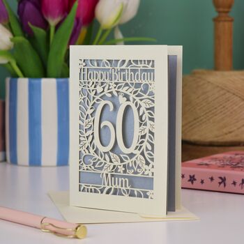 Personalised 60th Birthday Card Papercut Flower Design, 6 of 8