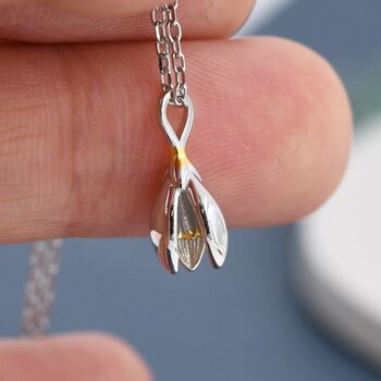 Snowdrop Flower Pendant Necklace In Sterling Silver, 3 of 11