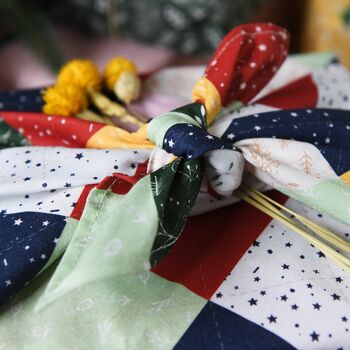 Reusable Traditional Patchwork Fabric Gift Wrap, 3 of 5