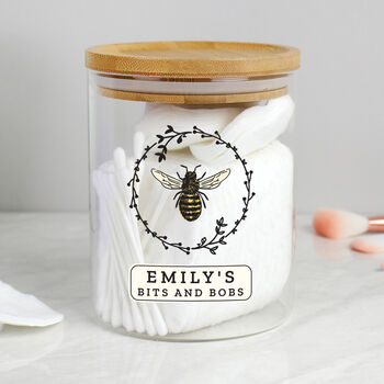 Bee Design Personalised Glass Jar Bamboo Lid, 2 of 7