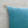 The Velvet And Linen Cushion Teal Blue, thumbnail 3 of 7