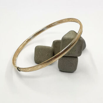 9ct Gold Mesh Slip On Bangle, 2 of 8