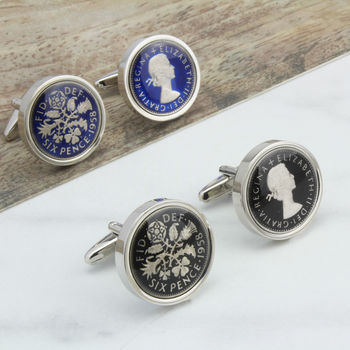 1944 80th Birthday Enamel Sixpence Cufflinks, 6 of 8