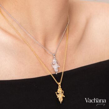 Standing Ganesha Gold Vermeil, Sterling Silver Necklace, 5 of 12