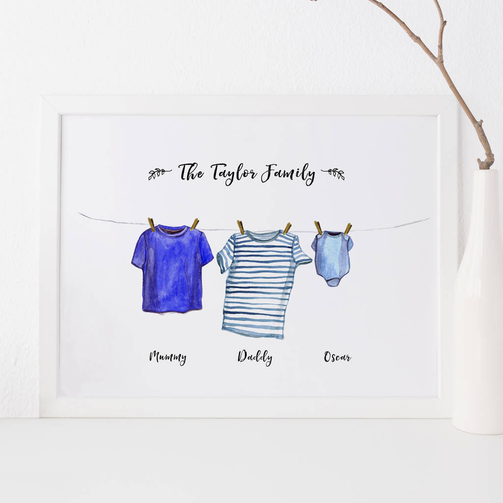 personalised washing line print by elephant grey | notonthehighstreet.com