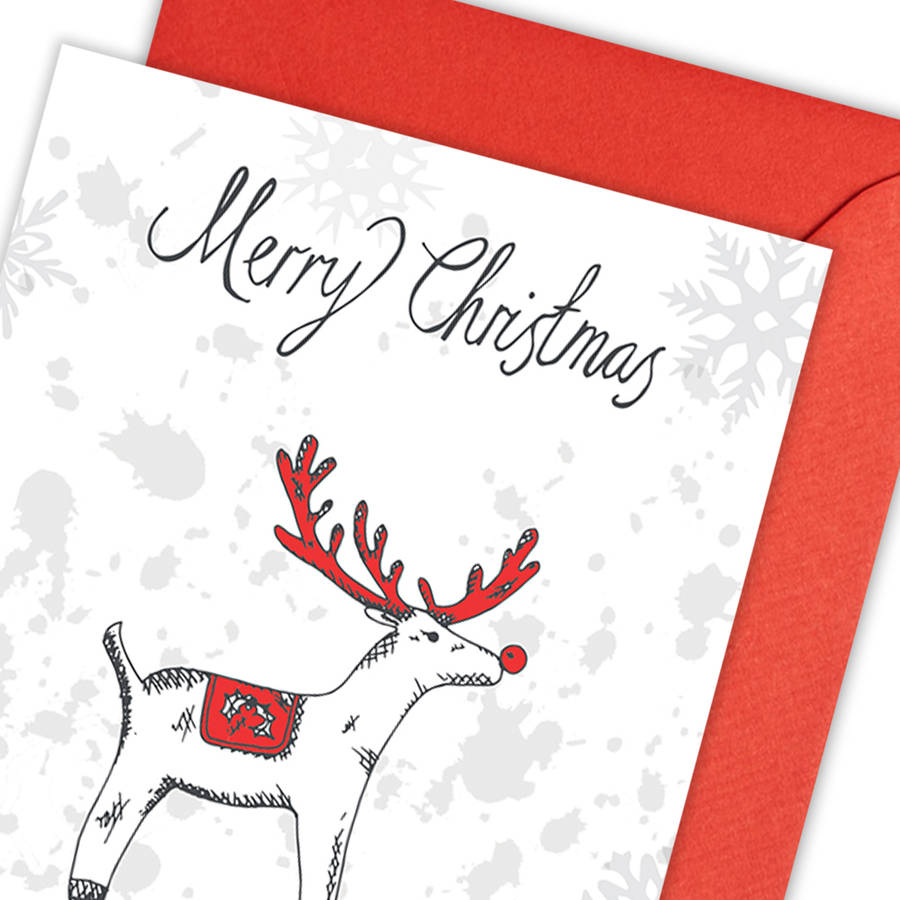 rudolf the reindeer christmas card pack of five by victoria eggs ...