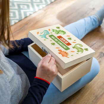 Personalised Dinosaur Keepsake Box Gift For Children, 6 of 6