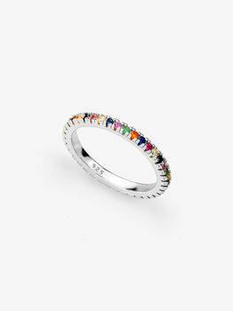 Sterling Silver Rainbow Stacking Ring For Women, 2 of 5
