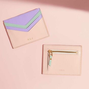 Personalised Pastel Leather Card Holder, 4 of 5