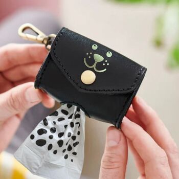 Leather Dog Face Poop Bag Holder, 3 of 8