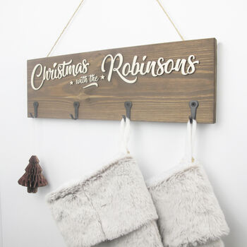 Personalised With Family Name Christmas Stocking Hanger, 3 of 6