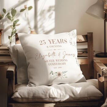 Silver Wedding Anniversary Cushion, 4 of 9