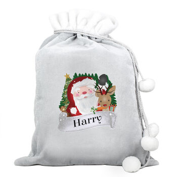 Personalised Santa Grey Christmas Sack, 2 of 2