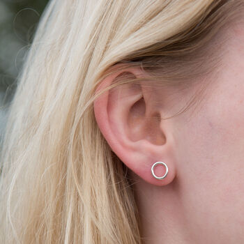 Tiny Circle Solid Gold Studs, 6 of 7