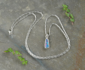 0.85ct Australian Opal Doublet Necklace In Sterling Silver, 2 of 3