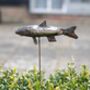 Fish On Rod Handmade Recycled Metal Garden Ornament, thumbnail 3 of 3